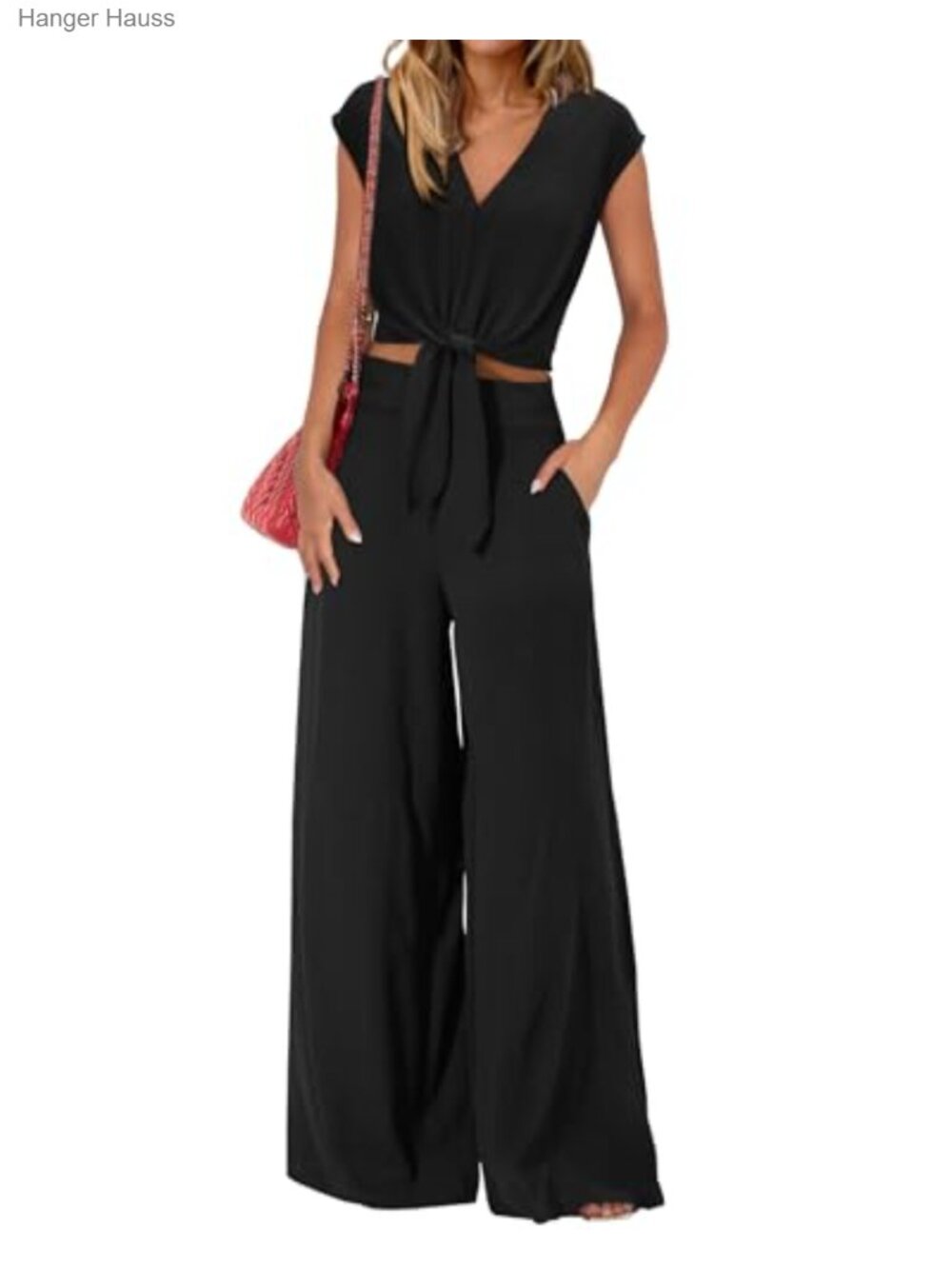 Women's 2 Piece Crop Top & Wide Leg Pants Set Summer Casual Tracksuit